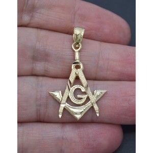 Real 10K Solid Yellow Gold Turtle Shiny Freemason Masonic Charm Pendant